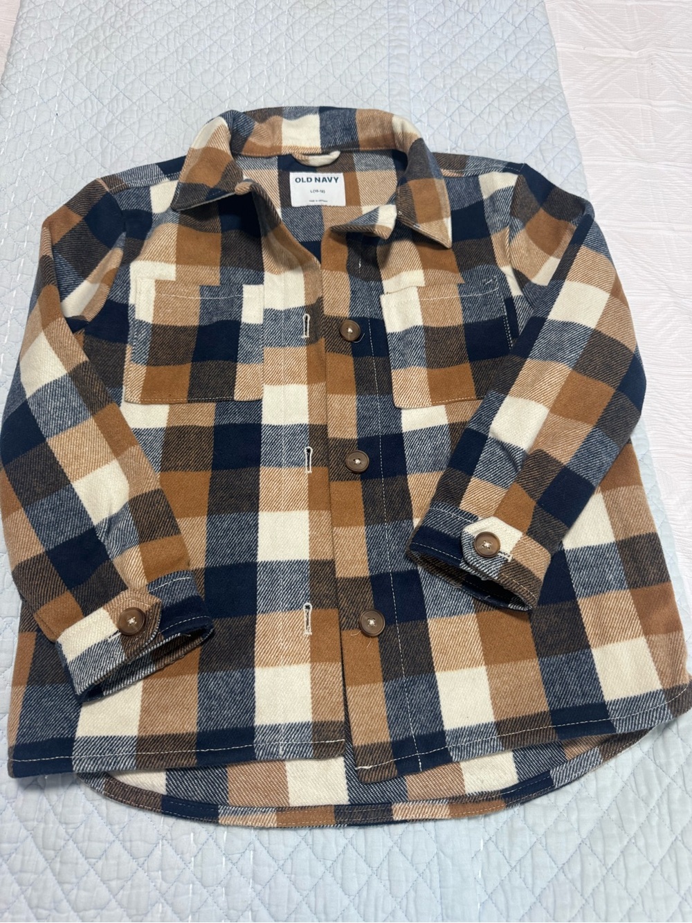 Old Navy Kids Brown & Navy Plaid Button-Up Shirt/Jacket